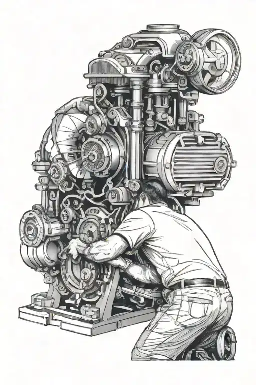 Mechanic Working On An Engine