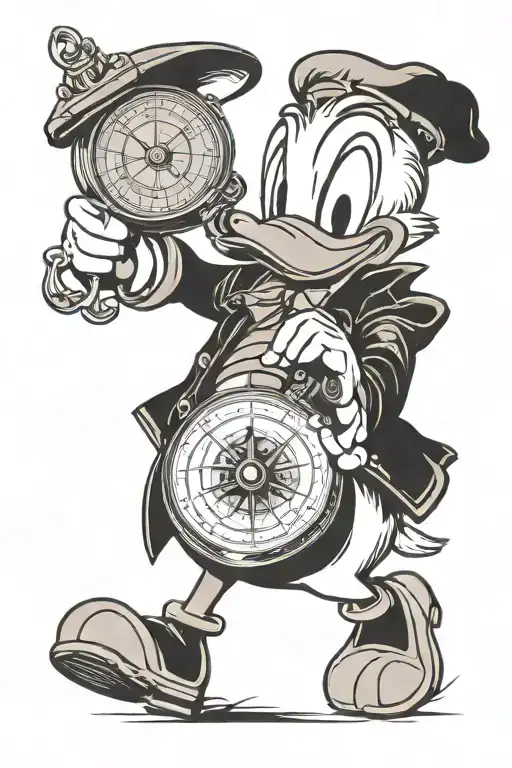 Donald Duck Holding A Compass