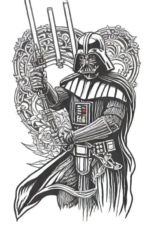 Darth Vader Wielding A Lightsaber