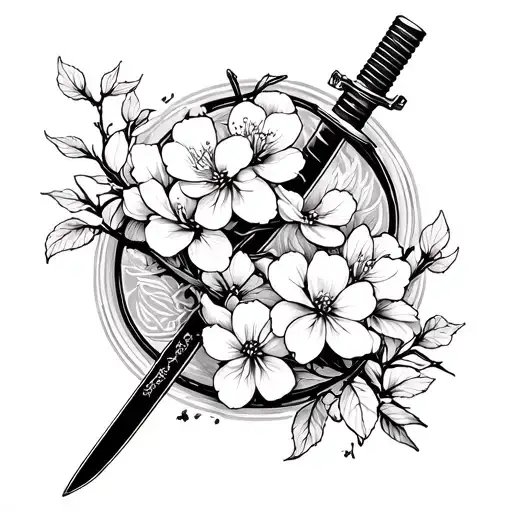 Katana Blade Wrapped Cherry Blossoms