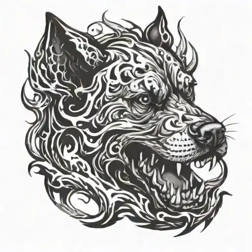 Teufel Hunden Surrounded By Fire Flames