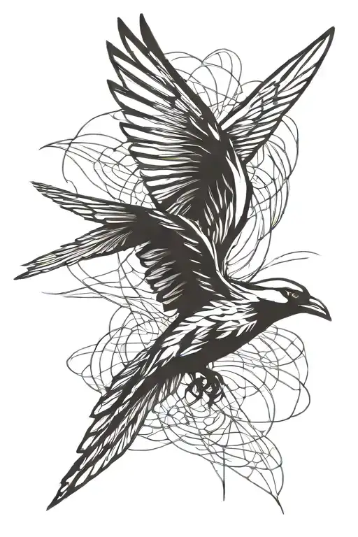 Abstract Flying Bird Lineart