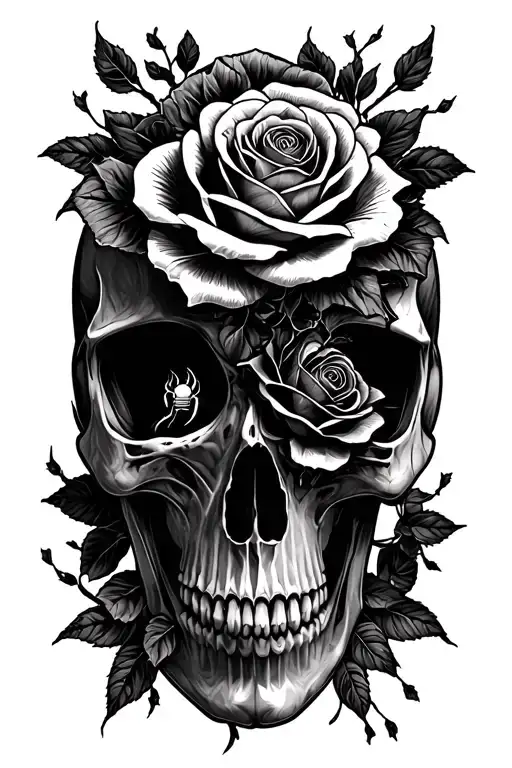 Emo Skulls With Spiders And Roses With Filling Showing Covering The Full Forearm