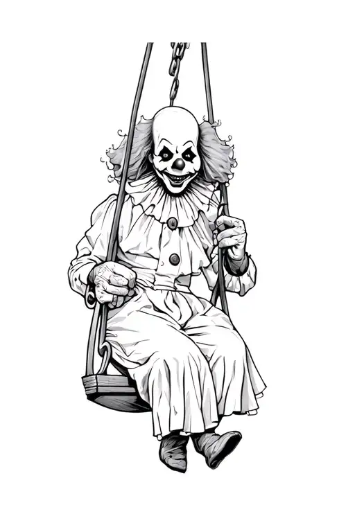 A Horror Clown On A Swing