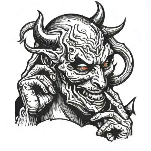 Devil Talking On Phone While Smoking