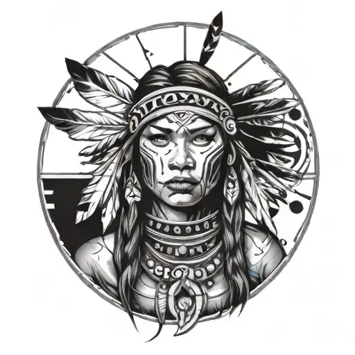 Native American Girl Face Front View