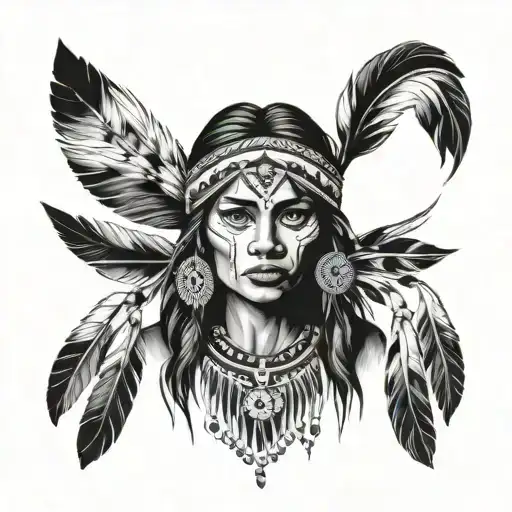 Beautiful Native American Girl Face Front View