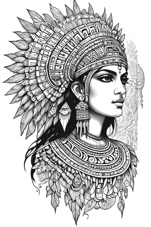 Aztec Goddess Of Beauty Meets Realism Style