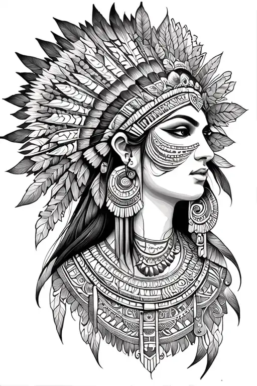 Aztec Goddess Of Beauty Meets Realism Style