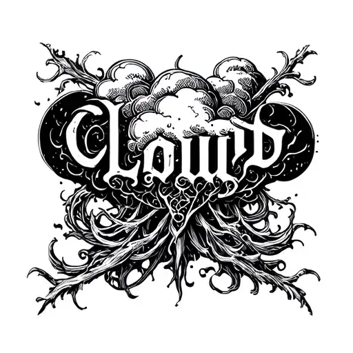 Word That Says Cloud In Gothic Style