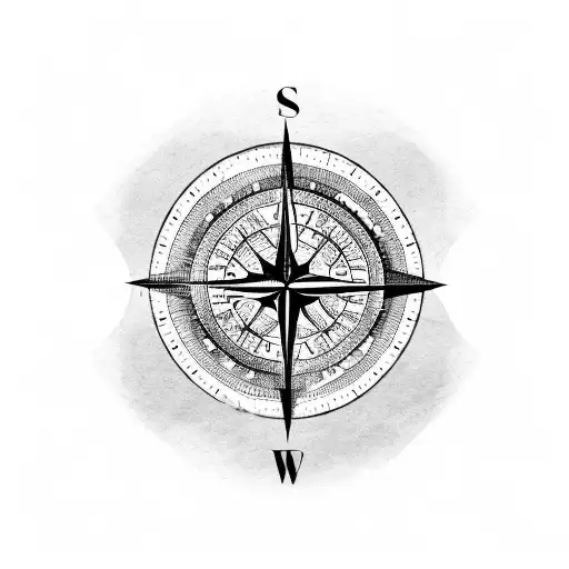 A Compass With A World Map In The Background