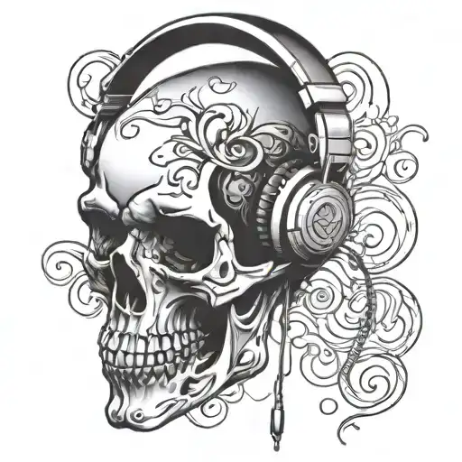 Skull Wearing Headphones