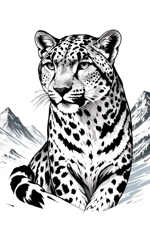 Snow Leopard In The Mountains