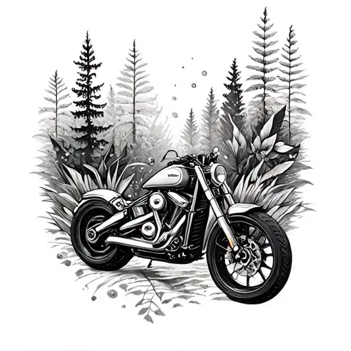 Incorporate Motorcycle Parts Into A Nature-themed Sleeve