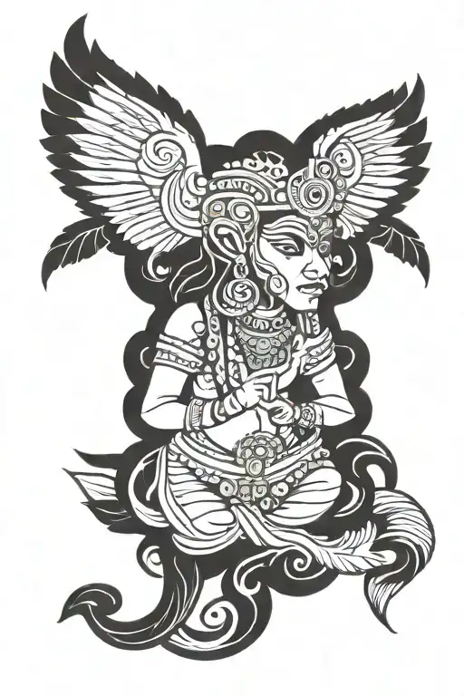 A Tattoo Design Combining Elements Of Indian Mythology With A Digital Marketing Theme