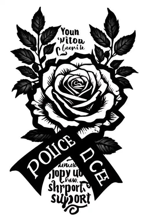 Police Support Ribbon With Rose And Quote