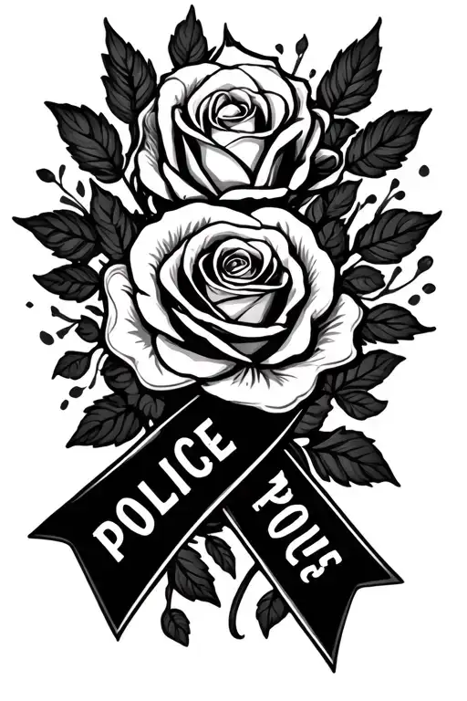 Police Support Ribbon With Rose And Quote