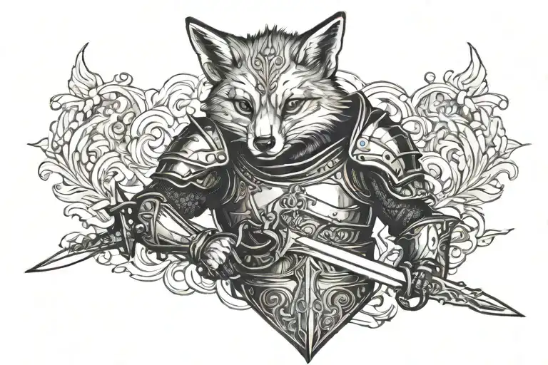 A Fox With A Sword And Knight Armour
