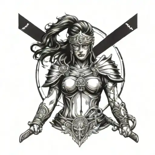 Justice Blindfolded Warrior Women