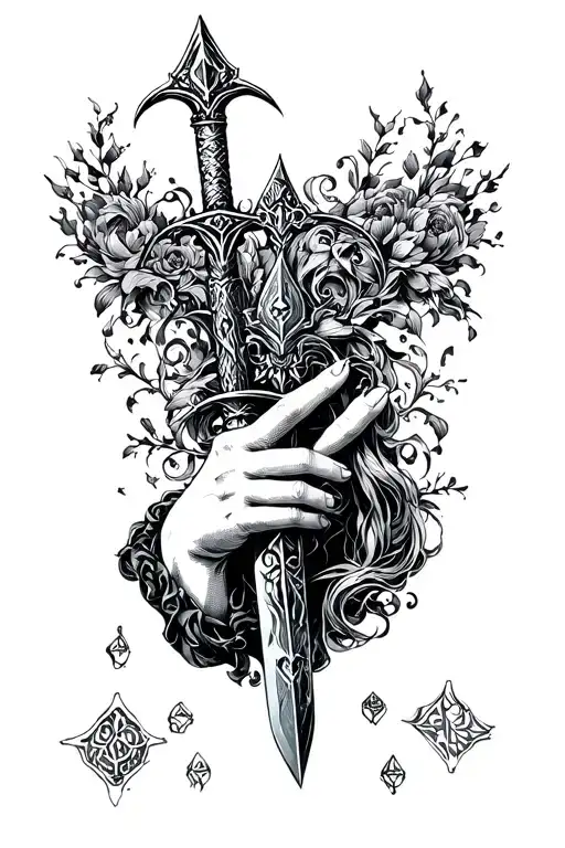 Hand From Lady Of The Lake With Excalibur Held