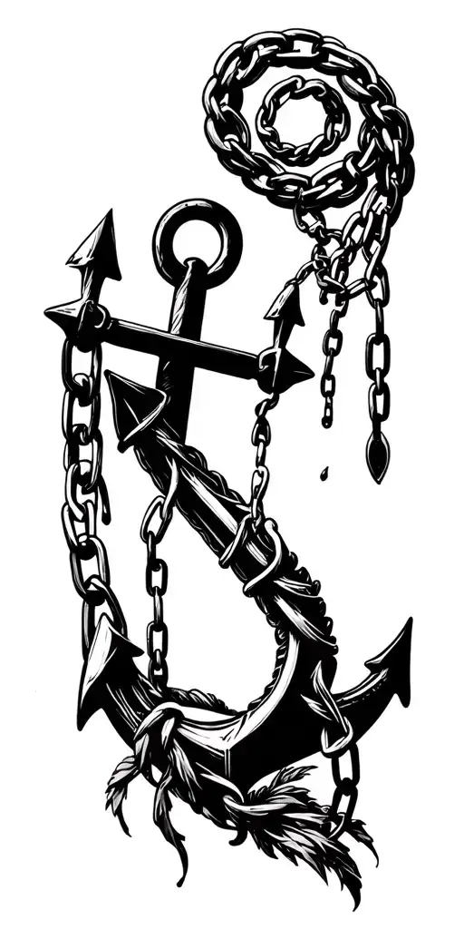 Boat Anchor With Chain Around The Arm