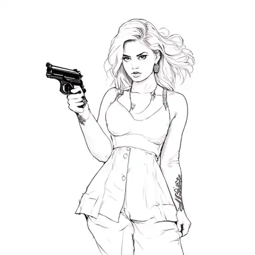 A Woman Holding A Gun
