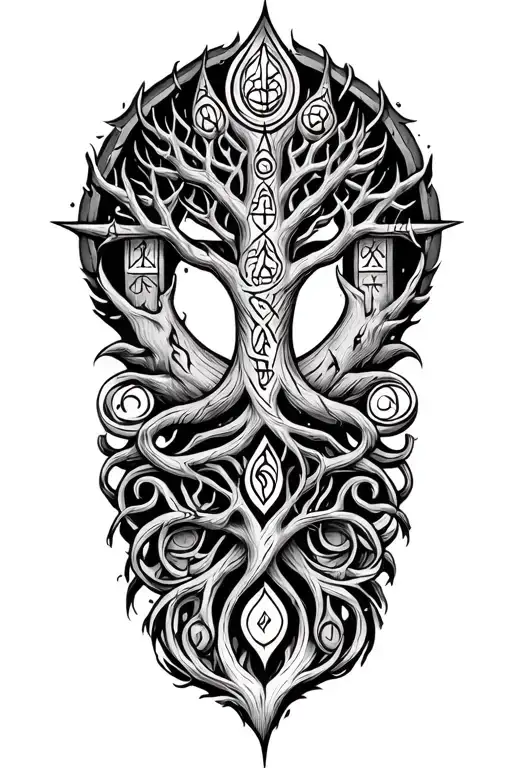 Yggdrasil With Norse Runes