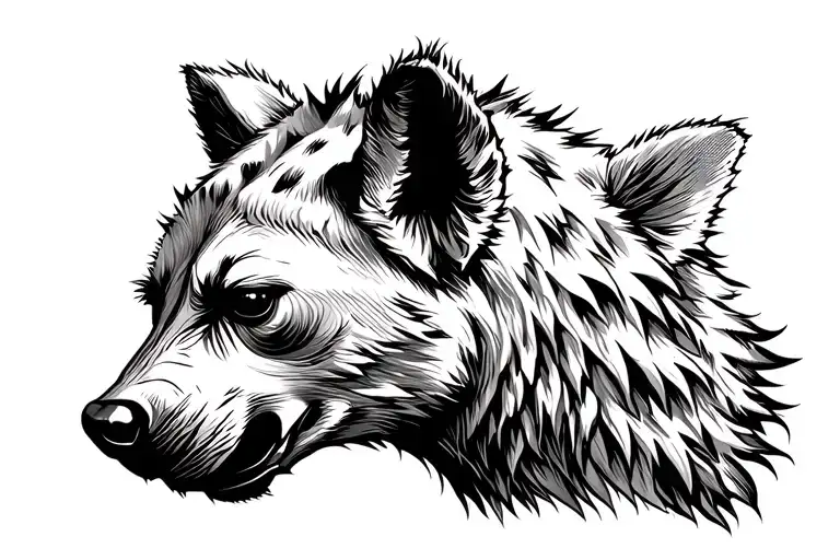 Agressive Hyena Head Only Sideview Scene