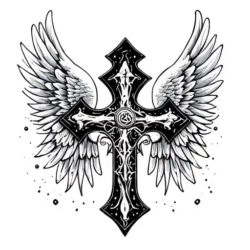Gangsta Cross With Angel Wings