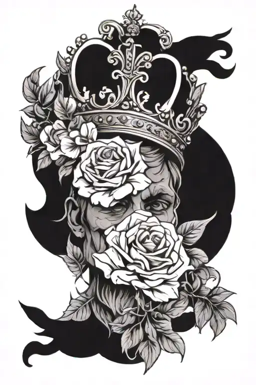 Skuul With A Crown And Flowers