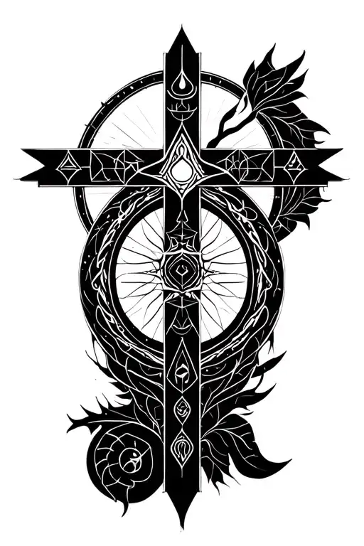 Sacred Geometry With Akimdra Symbols That Can Cover A Cross