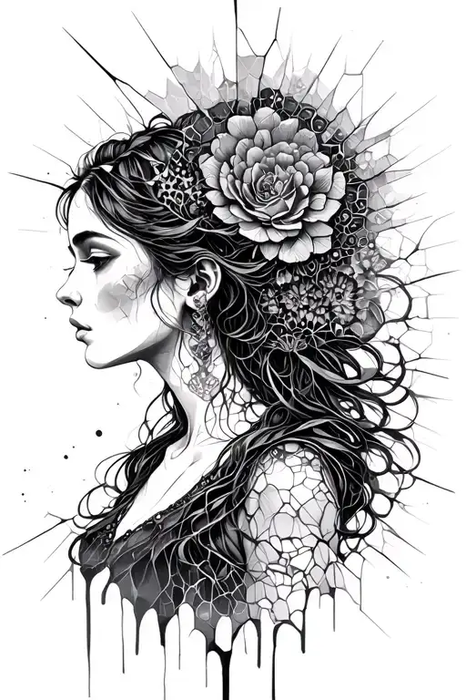 Virgo Woman Shattered Glass Reflection