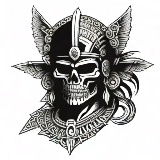 Aztec Warrior Skull Face