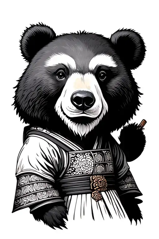 A Bear Dressed In Japanese Samurai Complete Body