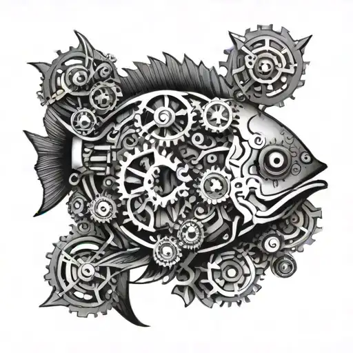 Mechanical Fish Made Of Gears And Bolts