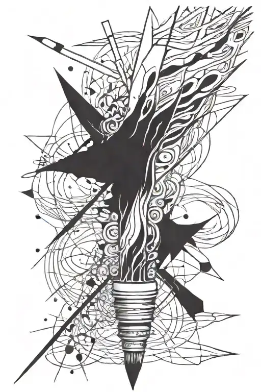 Abstract Paintbrush Blackwork Forearm