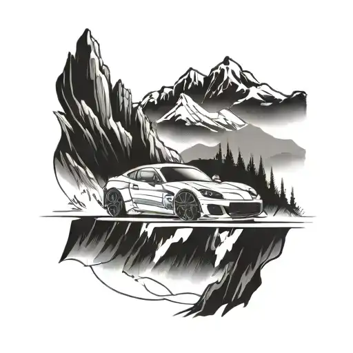 A Sleek Sports Car Racing Through A Mountainous Landscape