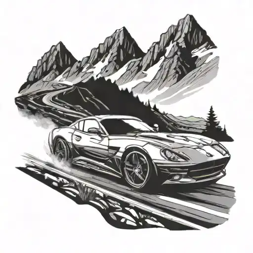 A Sleek Sports Car Racing Through A Mountainous Landscape