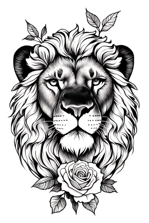 Lion And Roses