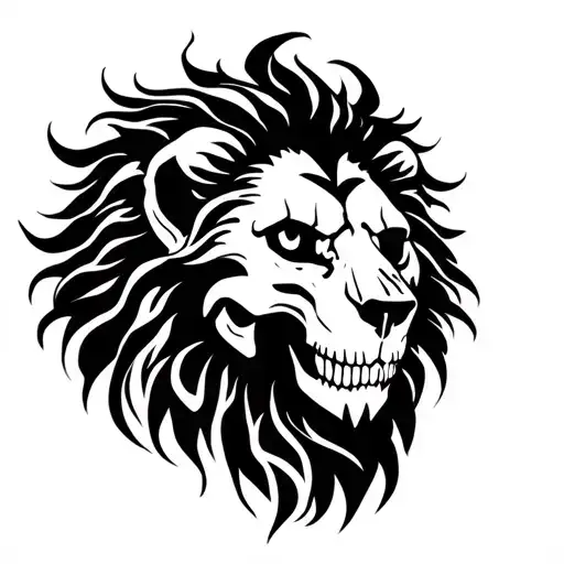 Lion Black Tribal Skull