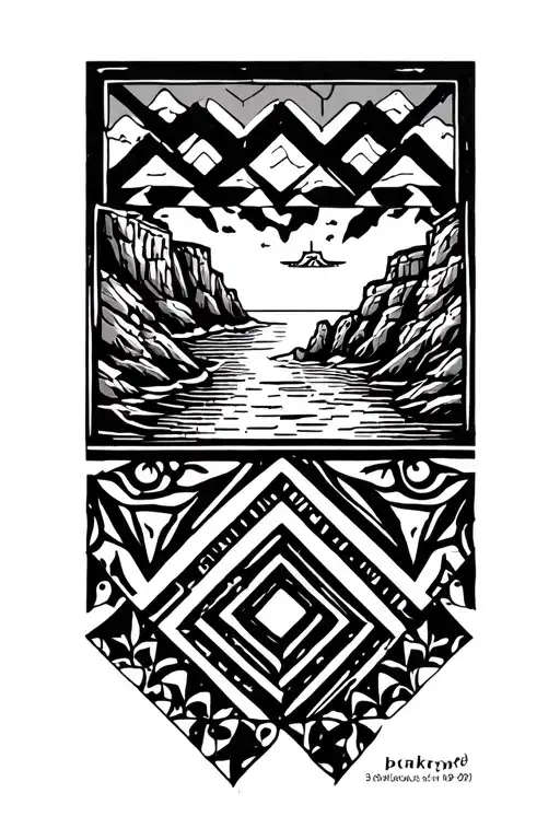 Geometric Design With Portuguese Tile And Sea Cliffs