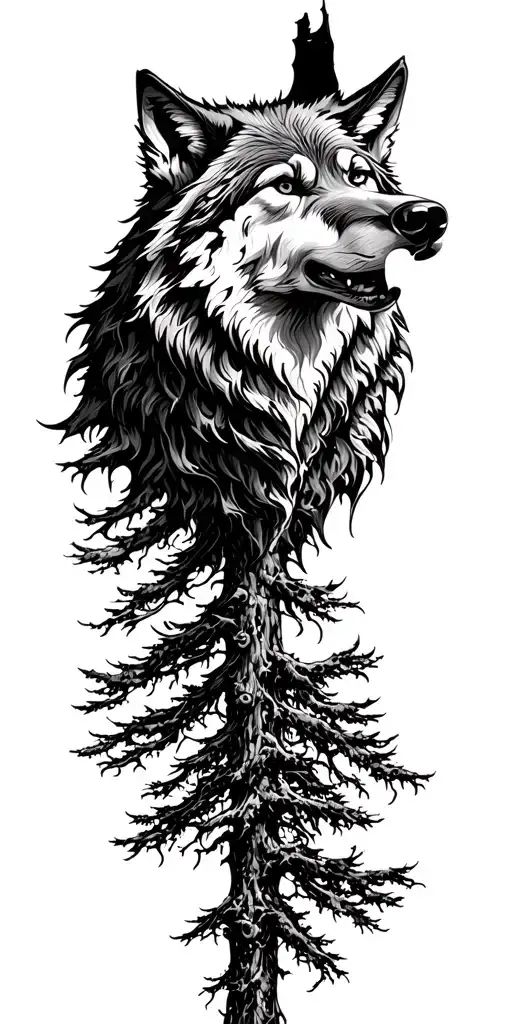 Dark Forest Mountain Wolf Head