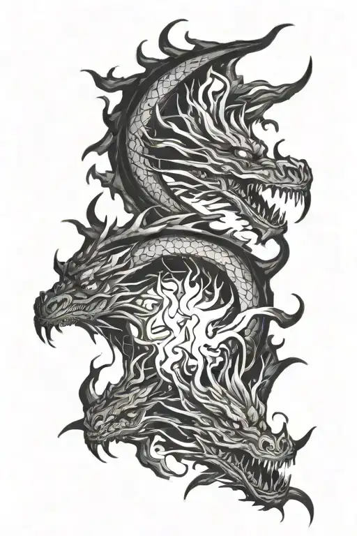 Twin Head Dragon Breathing Fire