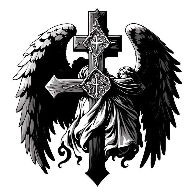 Christian Cross With Angel Wings