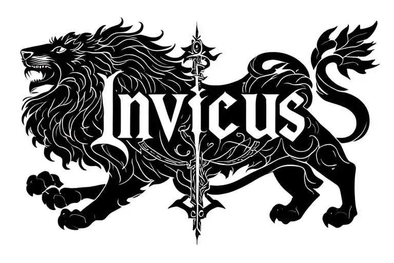 Invictus Text With Lion Symbol Made