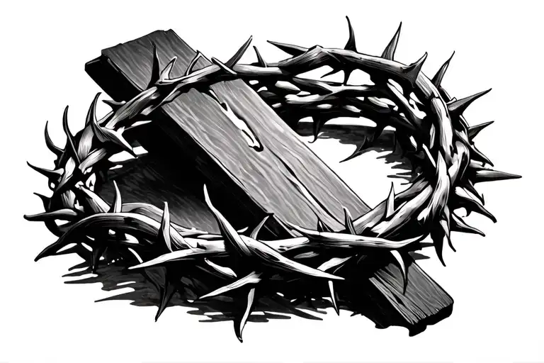Crown Of Thorns Wrapped Loosely Around A Cross