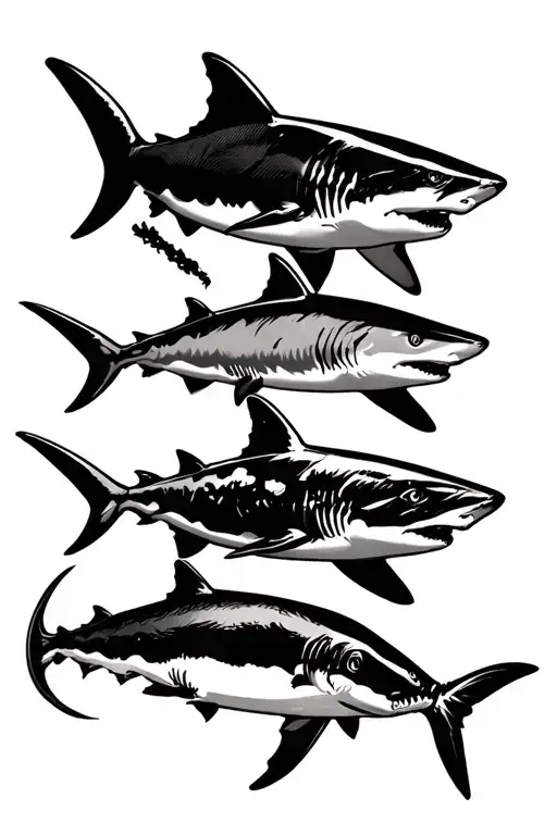 4 Different Sharks On The Forearm