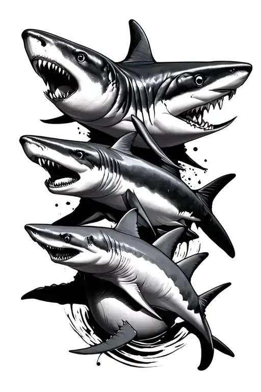 4 Different Sharks On The Forearm Who Represent 4 Different Brothers And Sisters