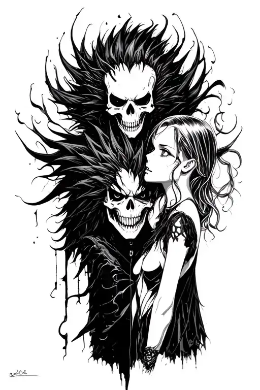 Death Note Ryuk And Kira Black Out Side Calve