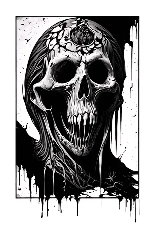 Black Out Side Calve Tattoo Horror